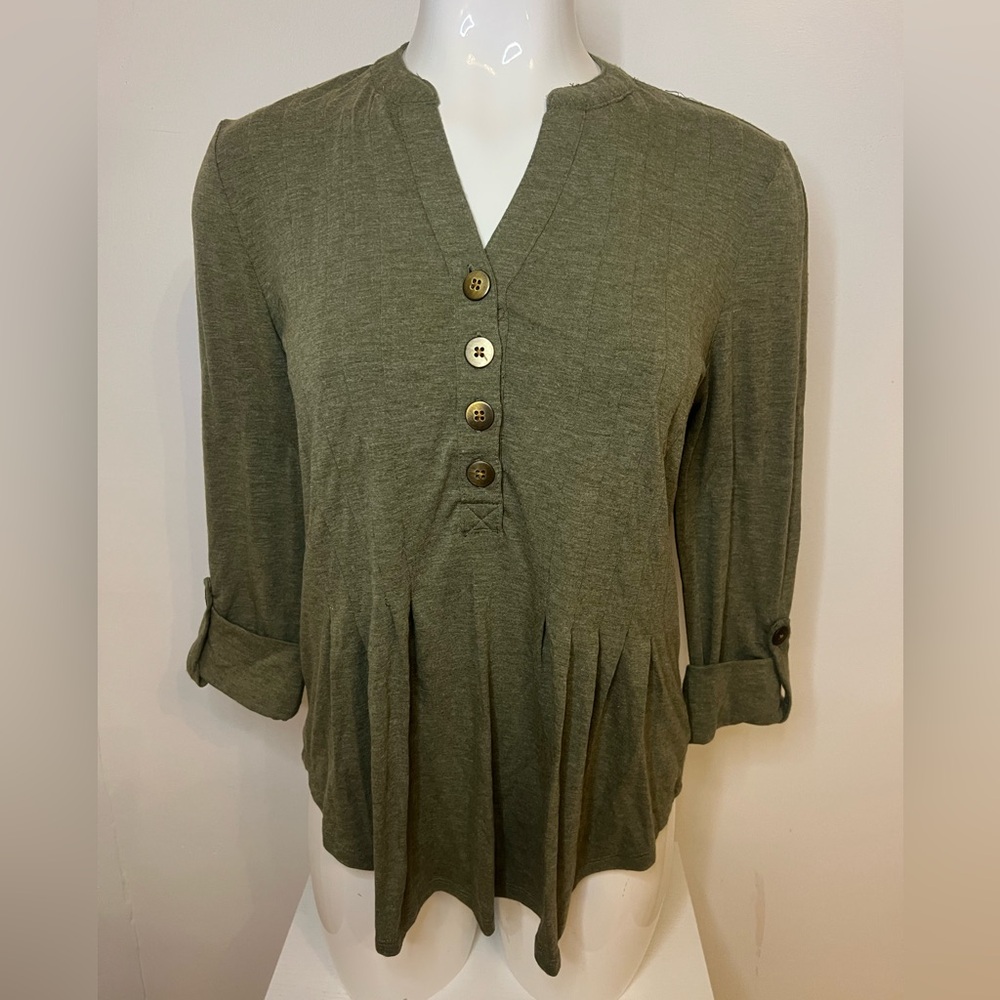 Women’s 3/4 Sleeve Blouse with Half Buttons by New Directions Size Small